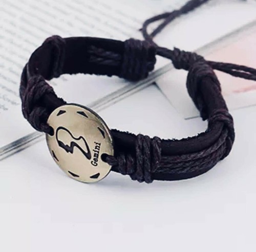 Bracciale zodiaco simil - zodiaco, cuoio-