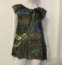 PENNYPULL Maglia blusa verde marrone blu fantasia Tg M