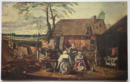 Antico dipinto olio - , paesaggio