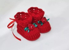 Scarpine Neonata Natale Nascita Fatte a Mano Uncinetto Crochet Handmade Lana