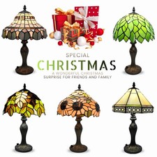 Lampada da tavolo stile Tiffany arte artigianale vetro colorato lampade da comodino scrivania luce