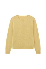 Cardigan donna 100% cashmere giallo - maglione morbido leggero in maglia con bottoni