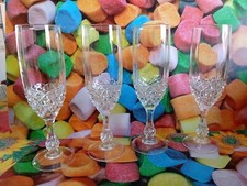 4 flute in cristallo champagne. Anni 70. Senza marca. 