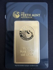 Lingotto oro Gold Ingot bar : 100 Gram pure gold 999.9 24k: PERT MINTH AUSTRALIA