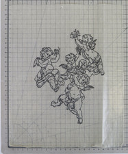 DISEGNO SU CARTA DA LUCIDO CON PUTTI ANGELI BAMBINI BOZZETTO PREPARATORIO DR2