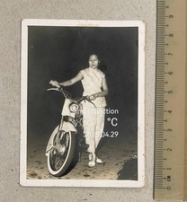 OPS original 1950's photo Chinese lady with a Singapore motorcycle