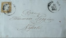 10 cent dentellato Taranto x Napoli 16 settembre 1862 uso anticipato di 15 giorn