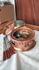 Set Bourguignonne Caquelon Fondue Fonduta in rame con forchette