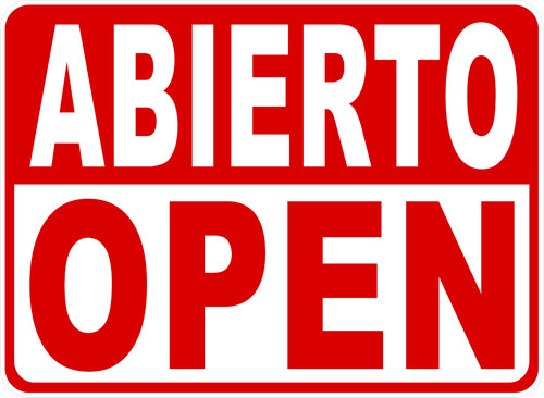 Insegna bilingue abierto - insegna,
