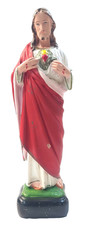 STATUA SACRO CUORE DI GESU' VINTAGE ANNI 50 - IN GESSO -
