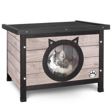 VOUNOT® Casetta per Gatti in Legno con Porta Design Orecchie di Gatto Cuccia da