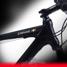 4 adesivi BICI: 2 NOME PERSONALIZZATO + 2 BANDIERA ITALIA stickers bike adesivo
