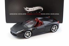 1:18 Hot Wheels Elite Ferrari 458 Spider nero opaco 2011