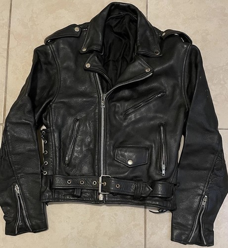 Giacca moto pelle vintage - , anni