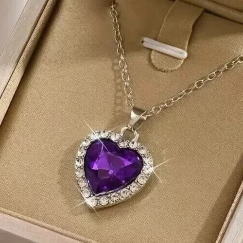 Ciondolo cuore simulato - cuore, viola
