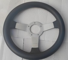 volante Sportivo Auto Ranieri 3 Razze Universale In Pelle Nera 