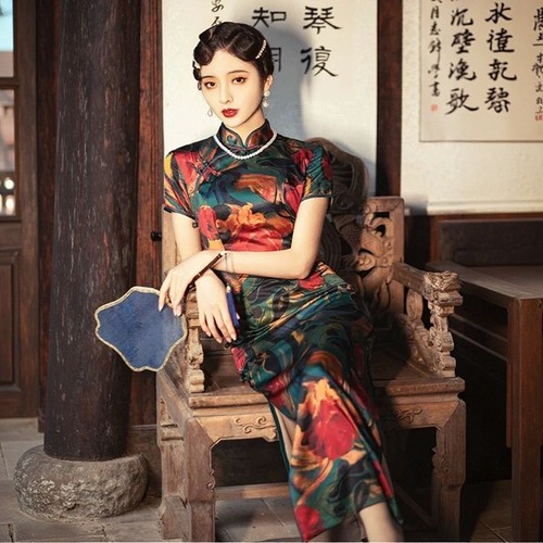 Abito midi donna cheongsam - abito,