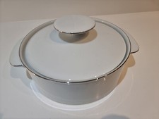 Portapiatti Thomas Germany medaglione bianco liscio coperchio bordo argento 