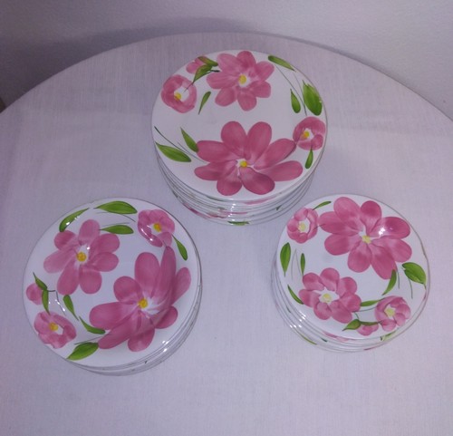 Servizio piatti fiori rosa