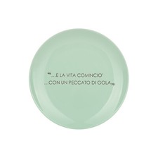 Piatto frutta salvia con scritta 19,5 cm in stoneware verde