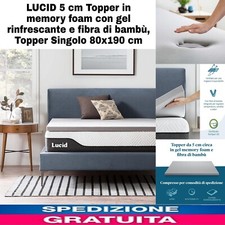 Topper in memory foam con gel rinfrescante e fibra di bambù, Topper 80x190cm 5cm