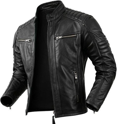 Men genuine black biker - genuine,