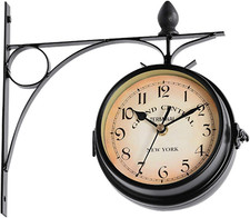 Orologio Da Parete a Doppia Faccia Da Giardino Con Stazione Ferroviaria Da Giard