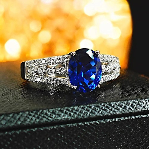Anello argento pietra blu