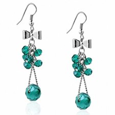 Orecchini A Gancio In Lega Moda Con Perle A Grappolo Verdi