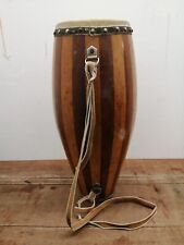 VECCHIO BONGO IN LEGNO CON PELLE BIANCA MUSICA STRUMENTI