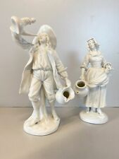 COPPIA FIGURE PORCELLANA BIANCA Ginori Doccia Capodimonte "Vecchi Mestieri" XX