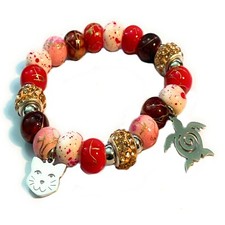 Bracciale tipo pandora da donna con charms in acciaio inox braccialetto elastico