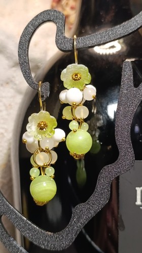 Orecchini donna giada fiori - orecchini,
