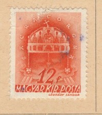 A6P11F185 Hungary 1941-43 Wmk Patriarchal Cross in the Shield 12f used