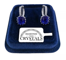 Cerchio Punto Luce Orecchini pl. Oro Bianco 18K con Cristalli Zirconi  Blu S03