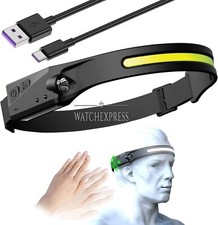 Potente Torcia Testa LED Ricaricabile USB TYPE C Lampada Frontale Luce Notturna