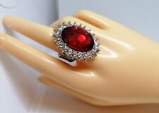 MAGNIFICO GRANDE ANELLO '40 cm4x3 RUBINO,BRILLANTI-FANCY,LEGA ARGENTO-ORO BIANCO