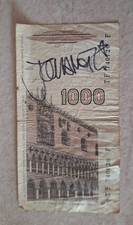  BANCONOTA 1000 LIRE M. POLO REPUBBLICA ITALIANA 1982 - con autografo Jovanotti