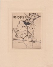 Exlibris Ex Acquaforte Walter Rehn 1884-1951 La Todesflüchtige Nudo Femminile