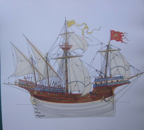 Stampa nave storica - nave, una
