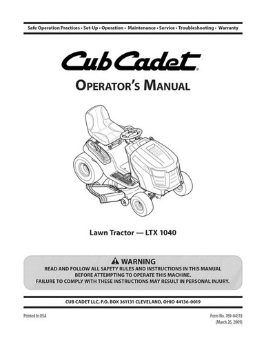 Manuale uso cub cadet - cub,
