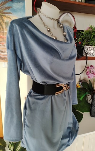 Abito azzurro velluto sexy - azzurro,