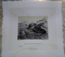 ? FOTO LITOGRAFIA STAMPA 800 GOUPIL LES  MONTAGNES  D'AUVERGNE ANIMAUX DE TORO