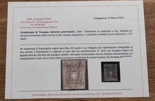 francobollo antichi stati italiani Asi 1859 toscana 1 cent periziato certificato