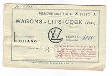 FERROVIE VECCHIO BIGLIETTO TRENO WAGONS LIT MILANO RAVENNA VIA BOLOGNA FP #461
