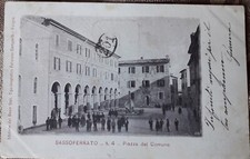 SASSOFERRATO – PIAZZA DEL COMUNE ANIMATA FP viaggiata 1901