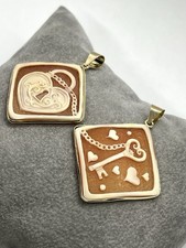 Coppia Di Ciondoli In Oro 14kt Con Cammei Corniola 35mm - Ciondoli Del Legame