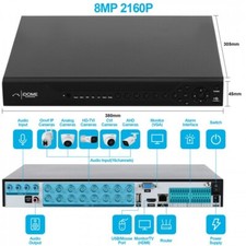 IDOME CCTV HOME SICUREZZA 5 IN 1 DVR 16 canali ULTRA HD 4K 8MP KIT FOTOCAMERA UK