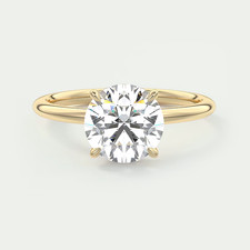 Anello in oro 18 kt con diamanti semimontato tondo giallo massiccio 0,30 cara...