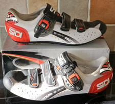 SCARPE CICLISMO UOMO SIDI GENIUS 5 FIT CARBON BIANCO/ROSSO/NERO 44 OTTIME CONDIZIONI 
